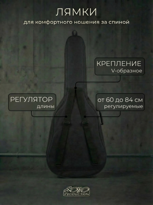 Чехол для 12-ти струнной гитары неутепленный, с 2-мя ремнями ЧГ12-1/1
