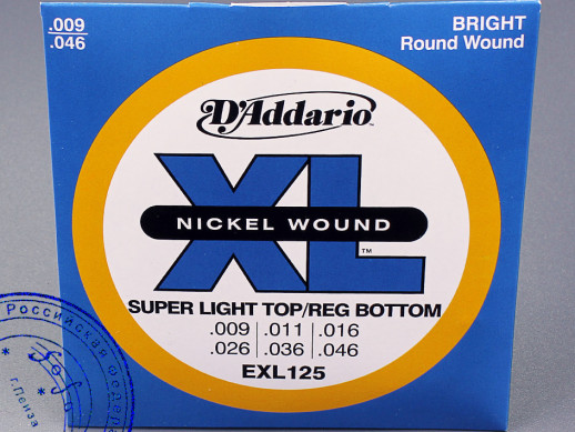 Струны для электрогитар D'Addario EXL-125 никель, .009-.046