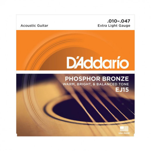 Струны для акустических гитар D'Addario EJ-15 фосфор/бронза, .010-.047