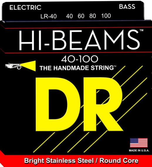 Струны для бас-гитар DR HI-BEAM LR40, 40-100, круглая сердцевина, нержавейка