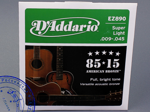 Струны для акустических гитар D'Addario EZ-890 бронза 85/15, .009-.045