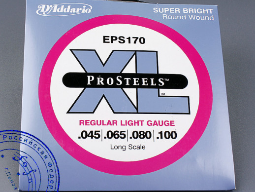 Струны для бас-гитары D'Addario EPS-170-6, сталь, 45-100